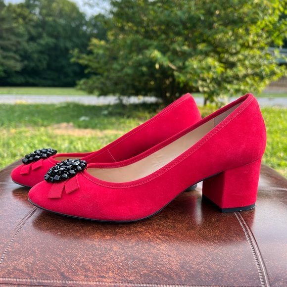 Talbots Red Heels with Black beads Size 8 - Picture 3 of 9
